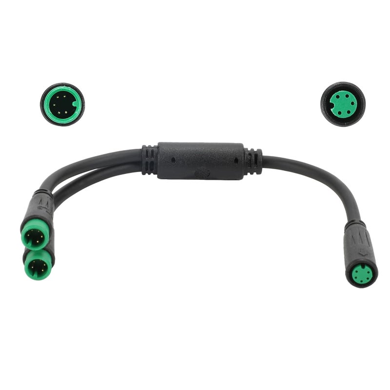 EBIKE Cable 5 Pin; 1T2 Y-Splitter Extension Wire for eBike, Julet Type, Suitable for Display, Lighting Set, Throttle, 7.9", Waterproof Design